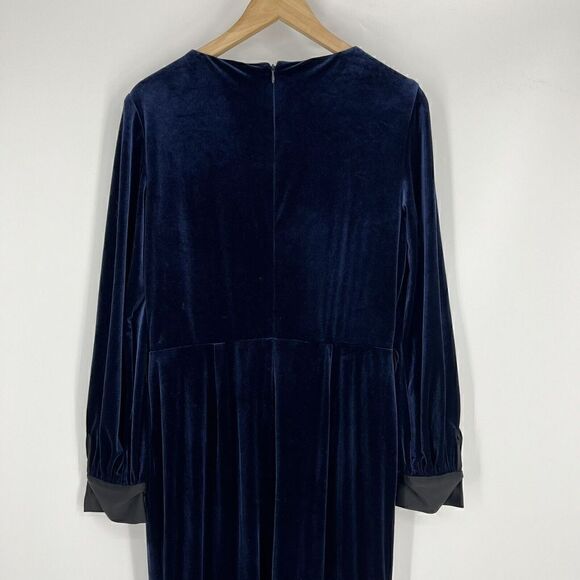 Lauren Ralph Lauren Jumpsuit Size 8 Womens Navy Velvet Surplice Evening Wrap - Picture 7 of 11